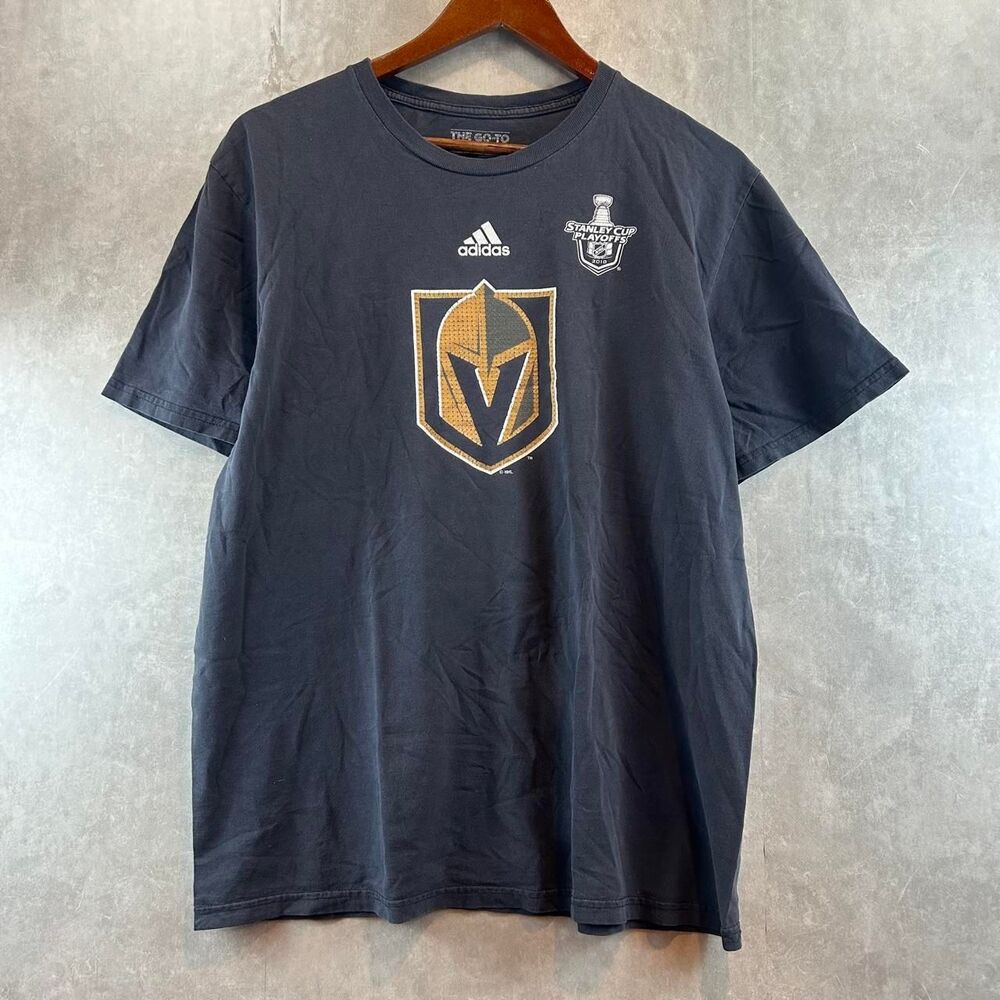 Adidas Men's Black and Navy T-shirt